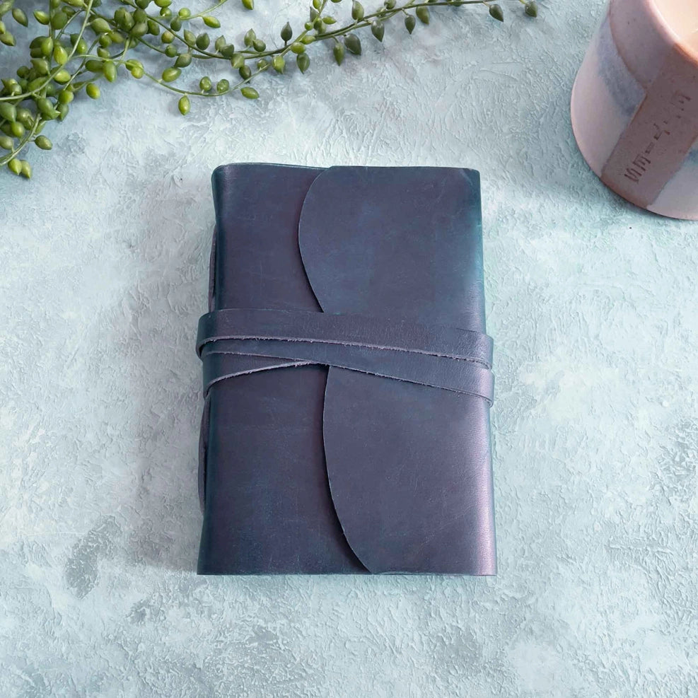 A6 Handmade Leather Notebook - Navy