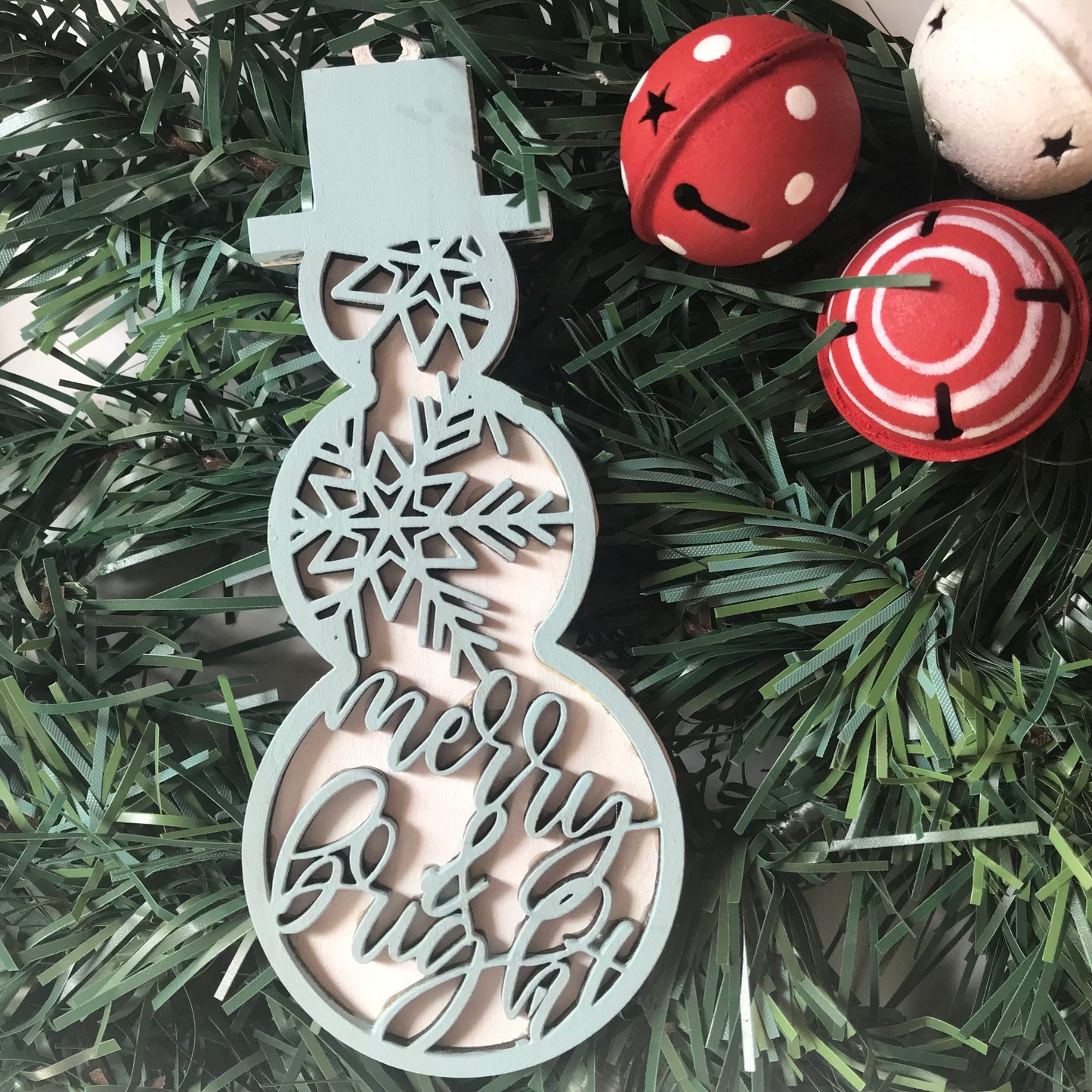 Merry and Bright Snowman Ornament Christmas Decoration