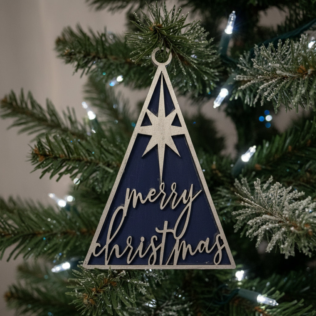 Merry Christmas Triangular Tree Ornament