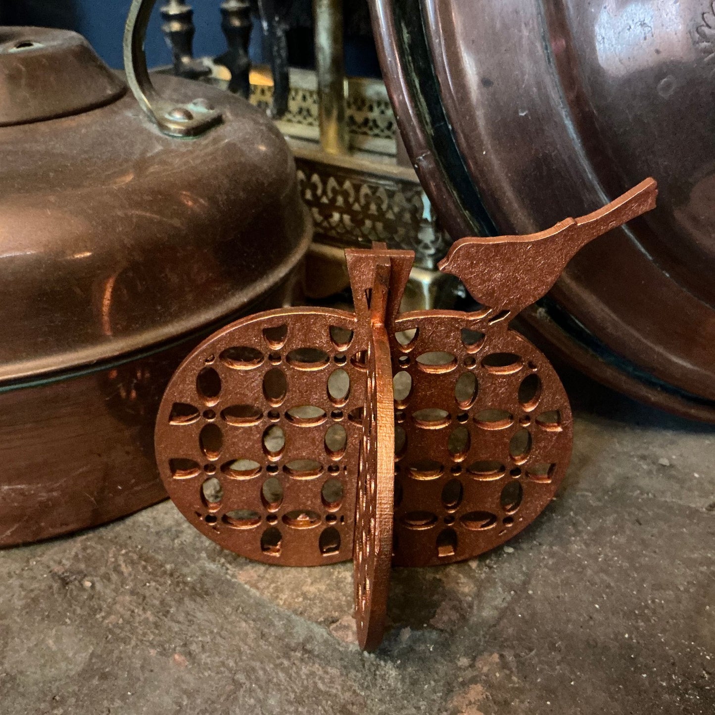 Small 3D Pumpkin with Bird