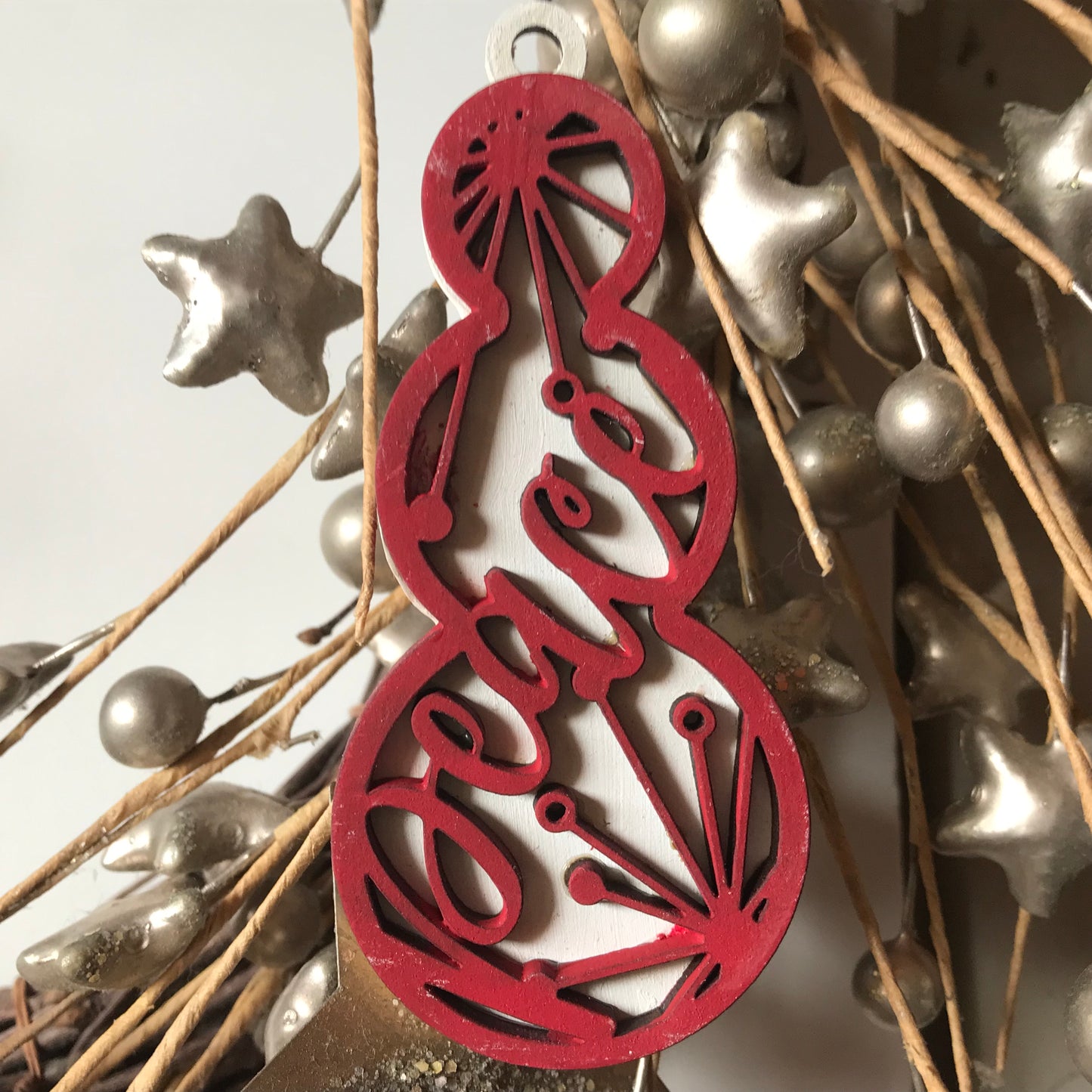 Snowman Tree Ornament - Peace-Christmas Decoration Red