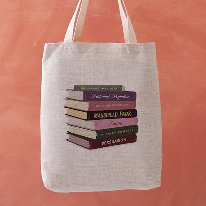 BK 108 - Jane Austen Book Stack Tote Bag