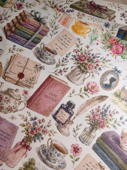 BW 101 - A3 Jane Austen Literary Book Lover Wrapping Paper