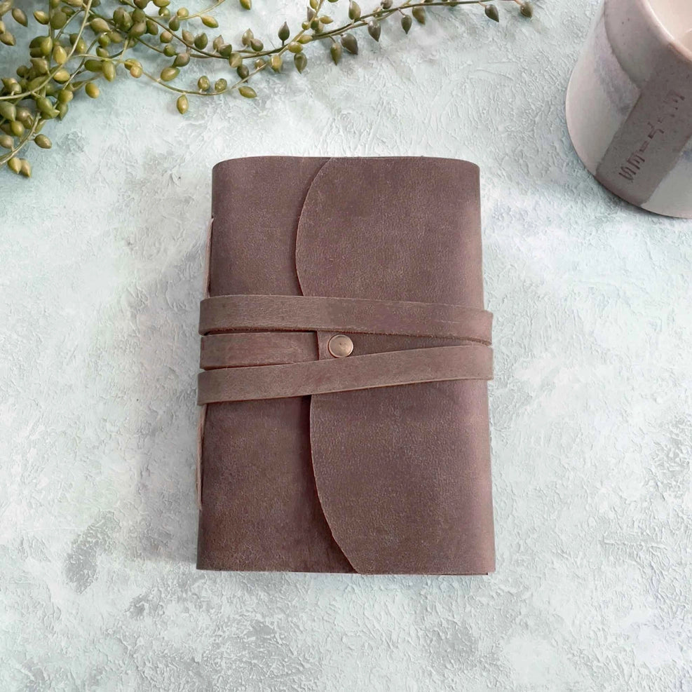 A6 Handmade Leather Notebook - Dark Brown