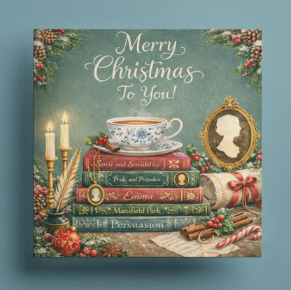 BW 106 - Austen themed Christmas Card - Literary Book Lover Card
