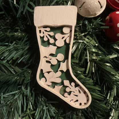 Holly & Snowflake Stocking Ornament