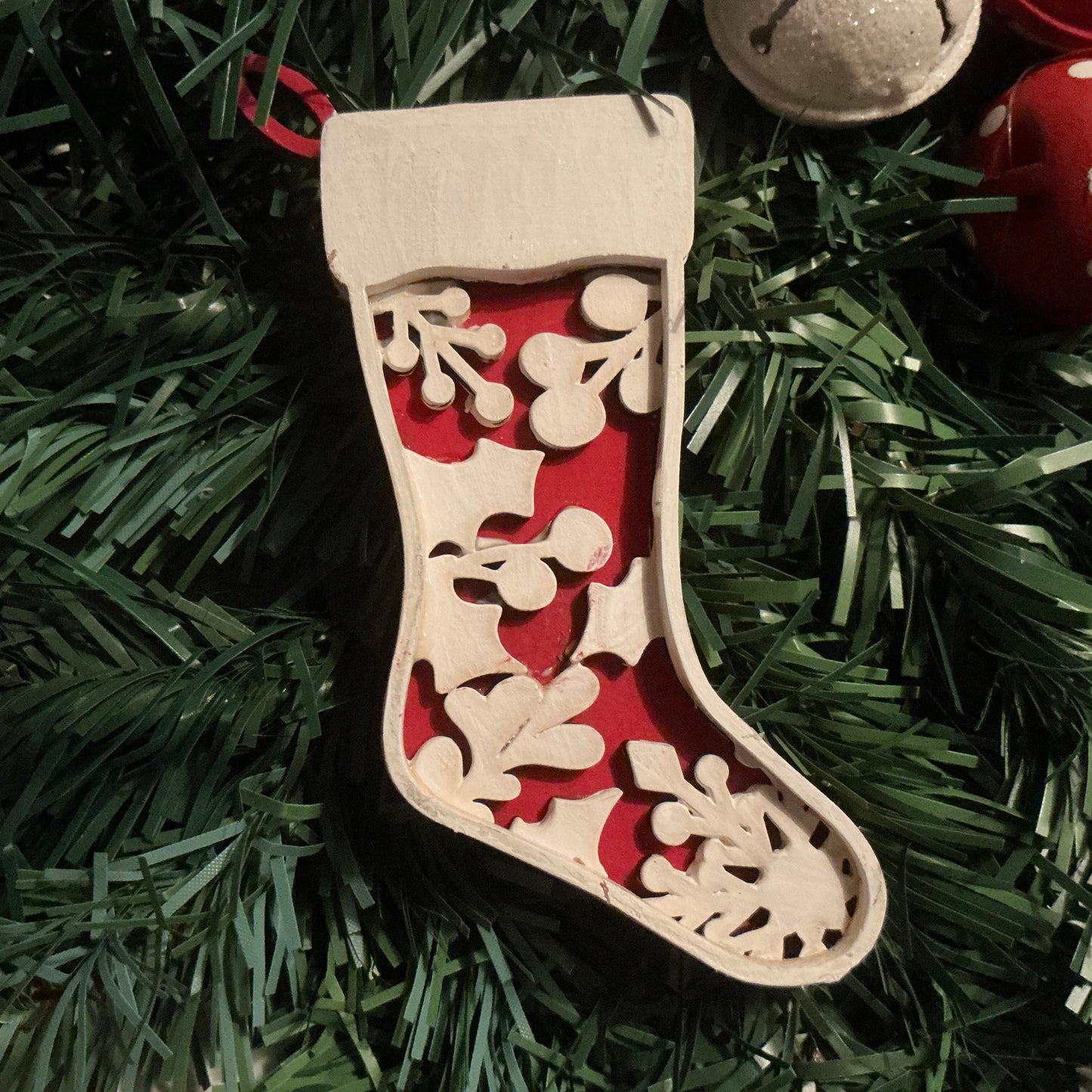 Holly & Snowflake Stocking Ornament