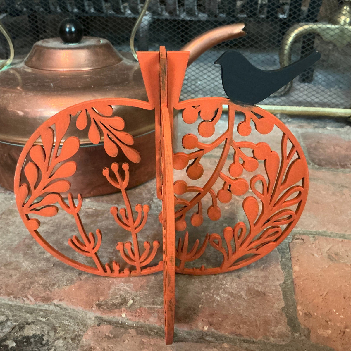 Medium floral bird pumpkin