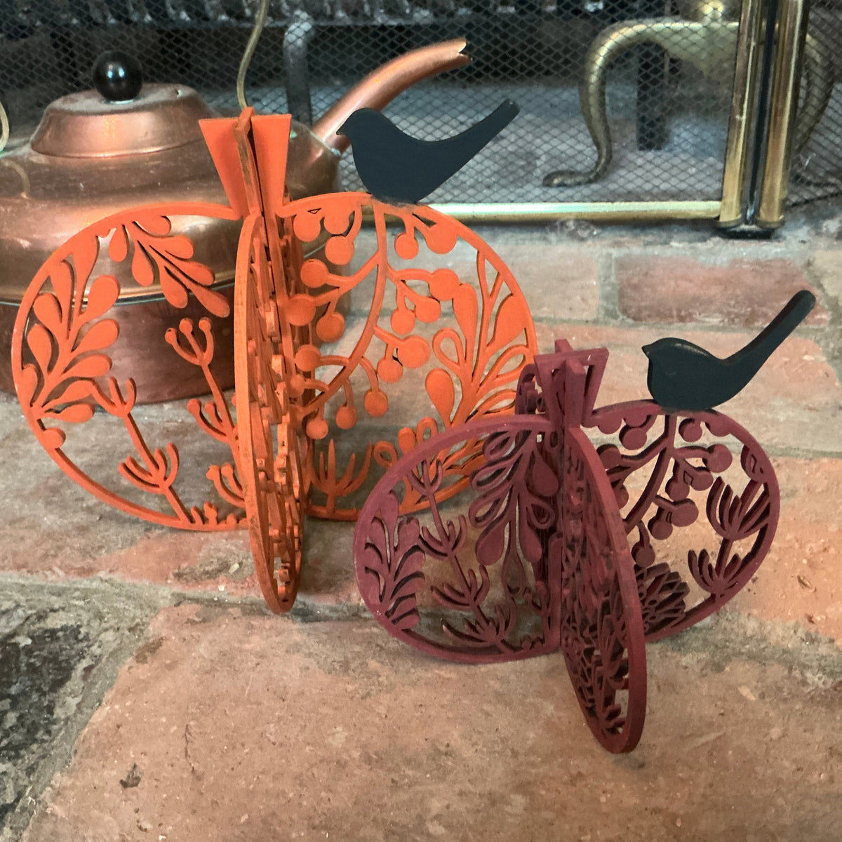 Medium floral bird pumpkin