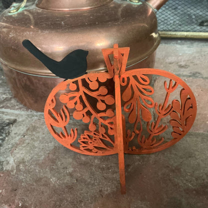 Floral bird pumpkin