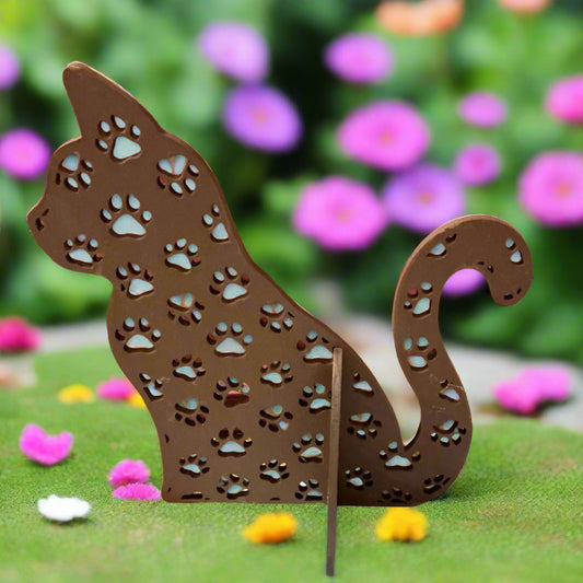 Longbourn Handcrafted - 3D Pawprint Cat - Large - Brown - shelf decor - cat  owner 
