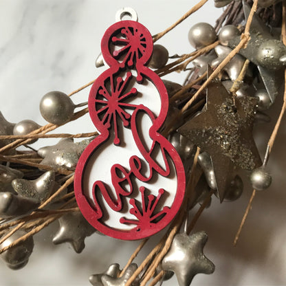 Noel Snowman Tree Ornament Red White Christmas Decoration