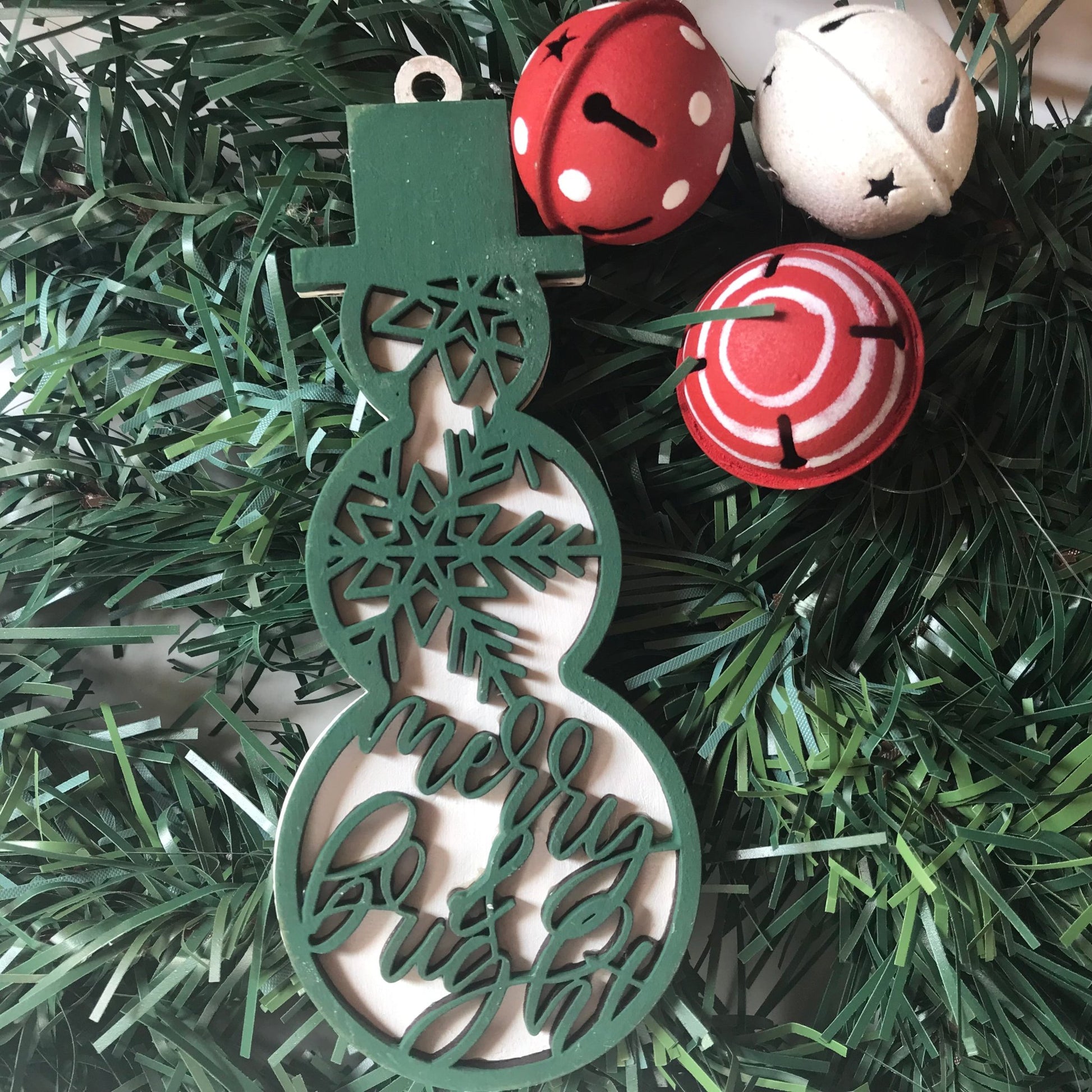 Merry and Bright Snowman Ornament Christmas Decoration