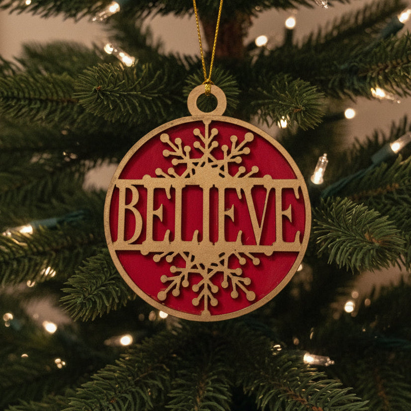 Round Tree Ornament - Believe
