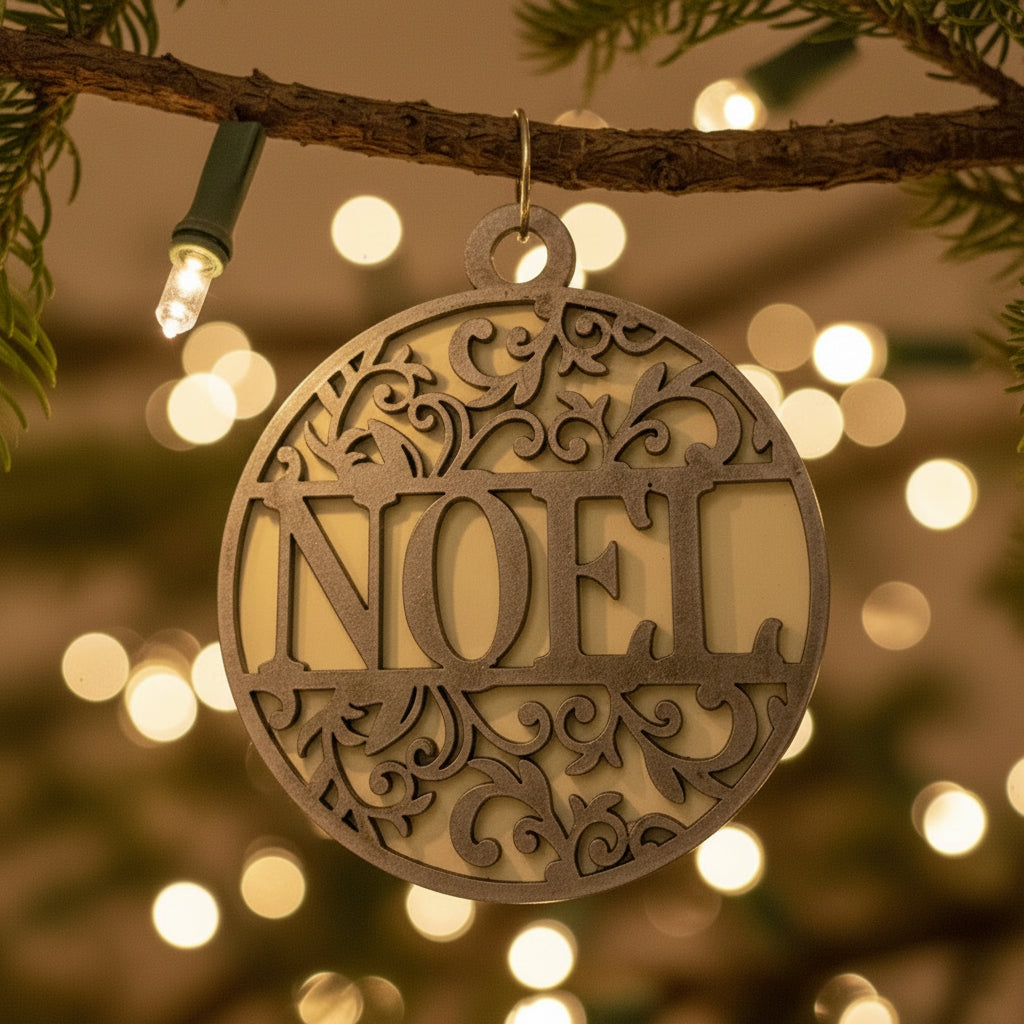 Round Tree Ornament - Noel

