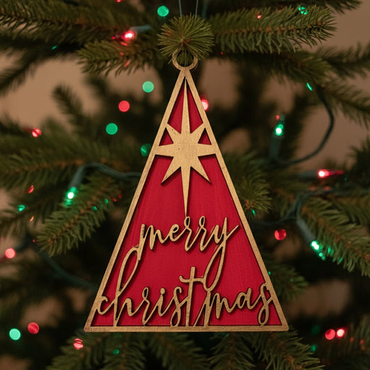 Merry Christmas Triangular Tree Ornament