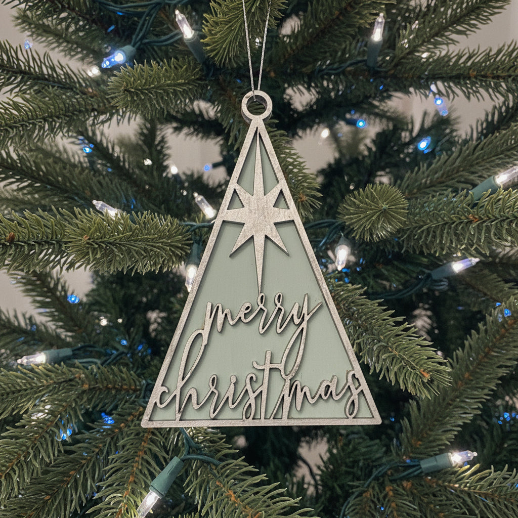 Merry Christmas Triangular Tree Ornament