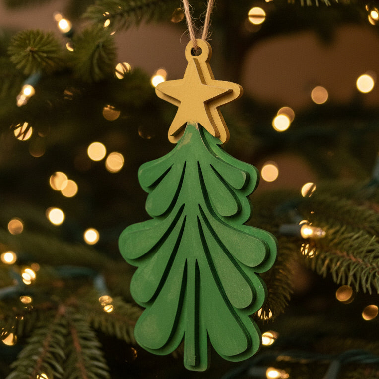 Tree with Star Ornament - Christmas Green