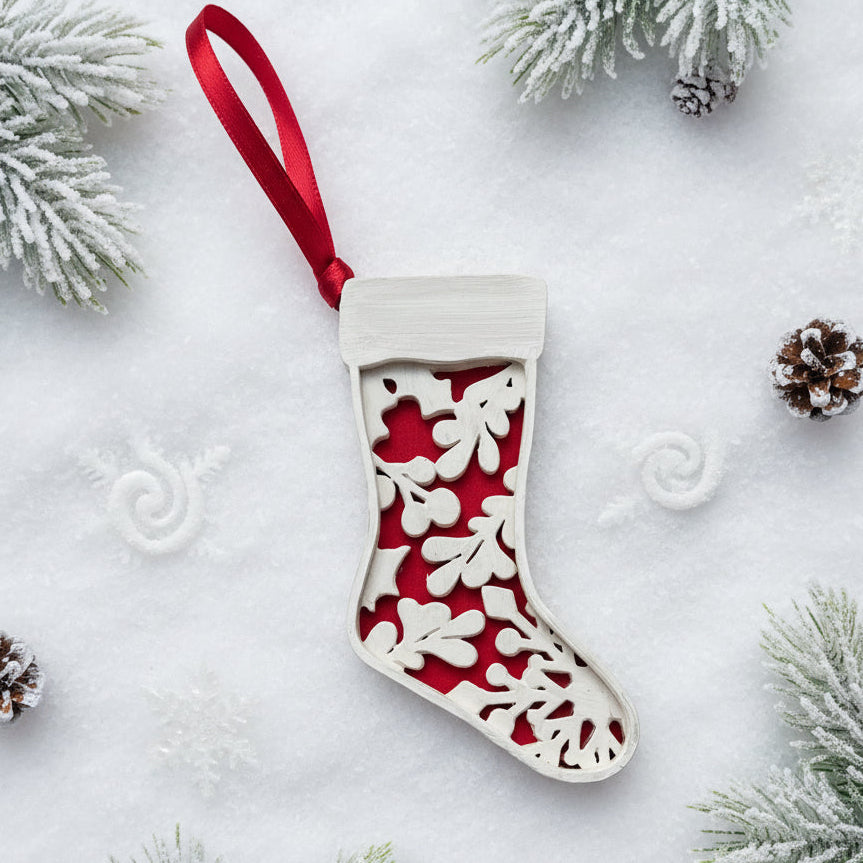 LH 272 - Mistletoe and Holly Stocking Ornament - E *NEW*