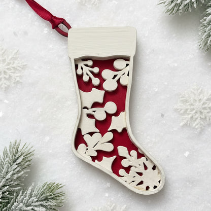 Holly and Mistletoe Stocking Ornament - B *NEW* - LH 269