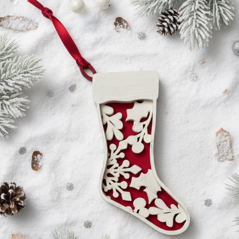 Mistletoe and Holly Stocking Ornament - F *NEW* -  LH 273