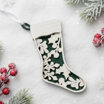 Mistletoe and Holly Stocking Ornament - F *NEW* -  LH 273