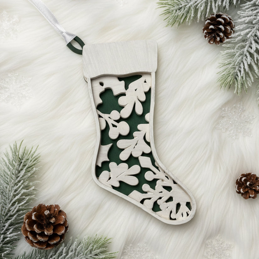 LH 272 - Mistletoe and Holly Stocking Ornament - E *NEW*