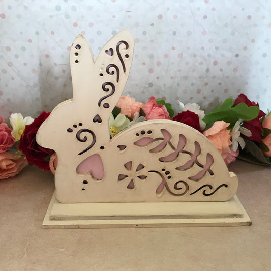 Longbourn Handcrafted Folk Art Easter Bunny - Lying down-spring home decor
