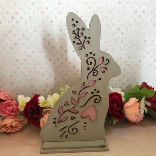 Longbourn Handcrafted Folk Art Easter Bunny - Right Facing