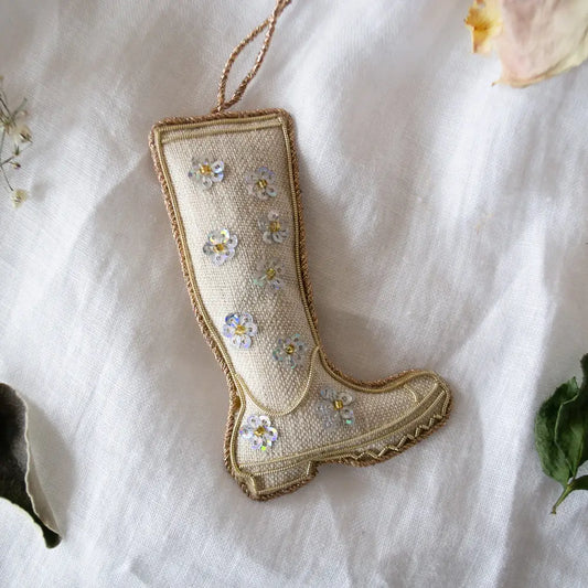Irish Linen Ornament -  Boot