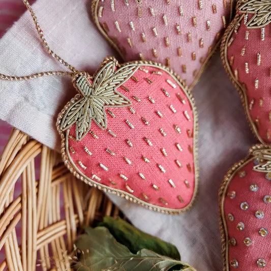 Irish Linen Ornament - Strawberry