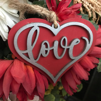 Love ornament red with silver