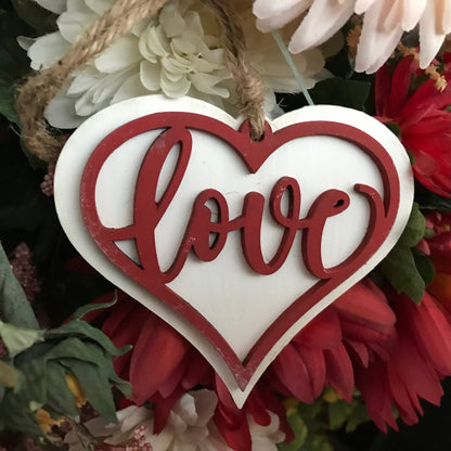 Love ornament white with red