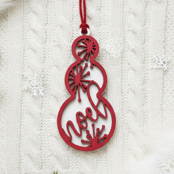 Noel Snowman Red White Christmas Decoration