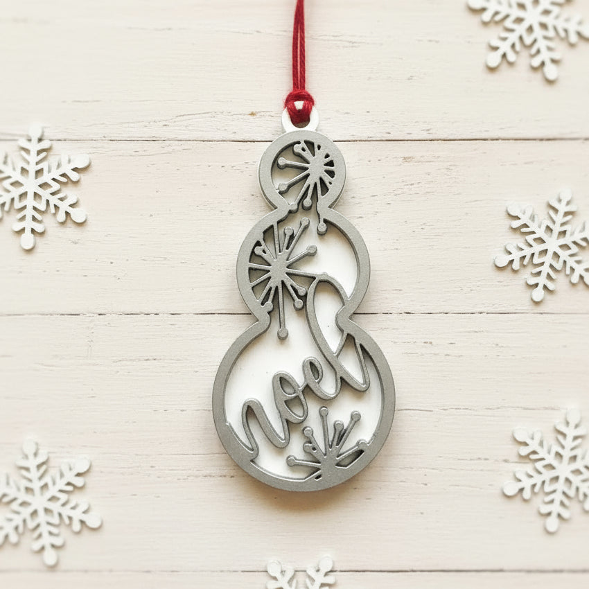  Noel Snowman Tree Ornament Silver White Christmas Decoration