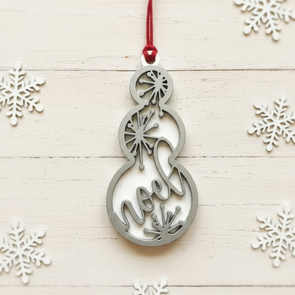  Noel Snowman Tree Ornament Silver White Christmas Decoration