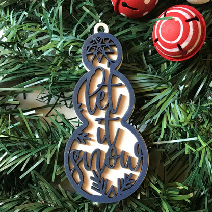 Snowman Tree Ornament - Let it Snow Navy White Christmas Decoration