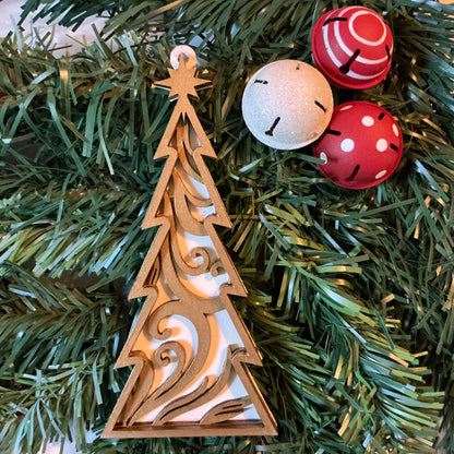 Swirl_Tree_Ornament_antique_white_with_metallic_gold_3_layers Christmas Decoration