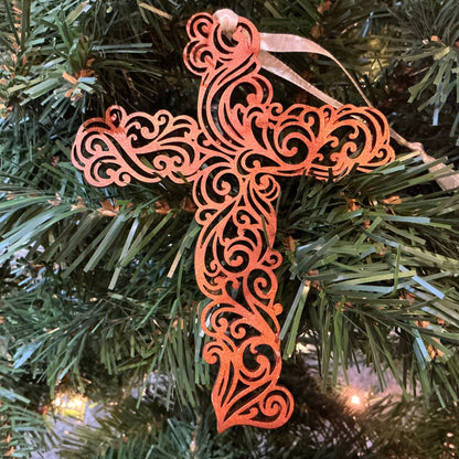  Winchester Cross Ornament - Metallic Copper Christmas Decoration
