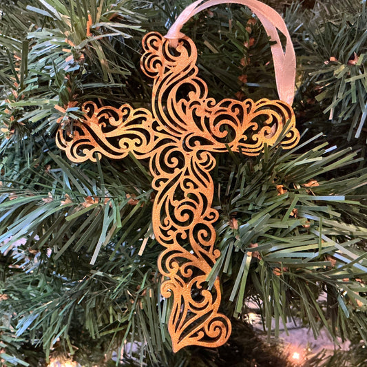  Winchester Cross Ornament - Metallic Gold Christmas Decoration

