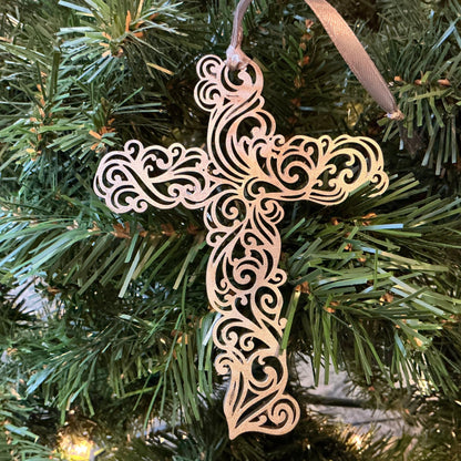  Winchester Cross Ornament - Metallic Silver Christmas Decoration
