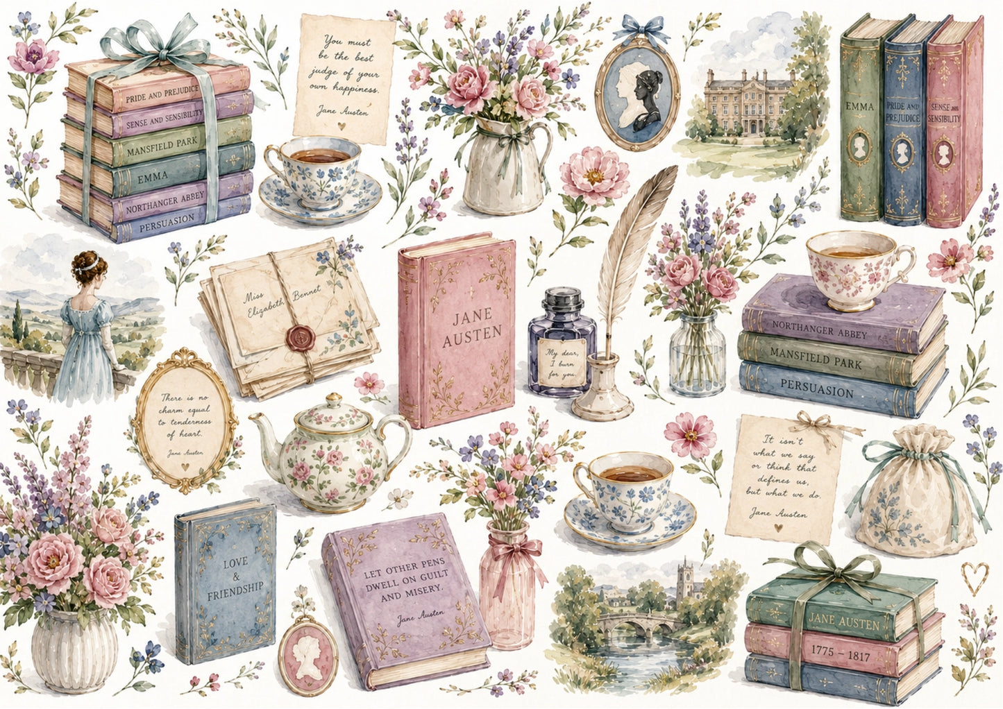 BW 101 - A3 Jane Austen Literary Book Lover Wrapping Paper