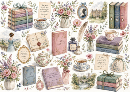 BW 101 - A3 Jane Austen Literary Book Lover Wrapping Paper