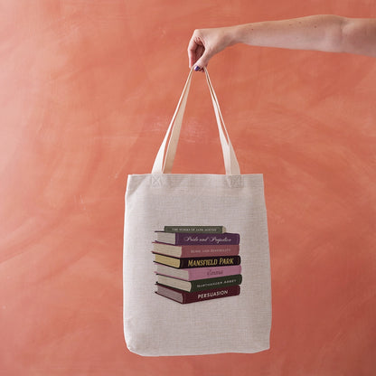 BK 108 - Jane Austen Book Stack Tote Bag