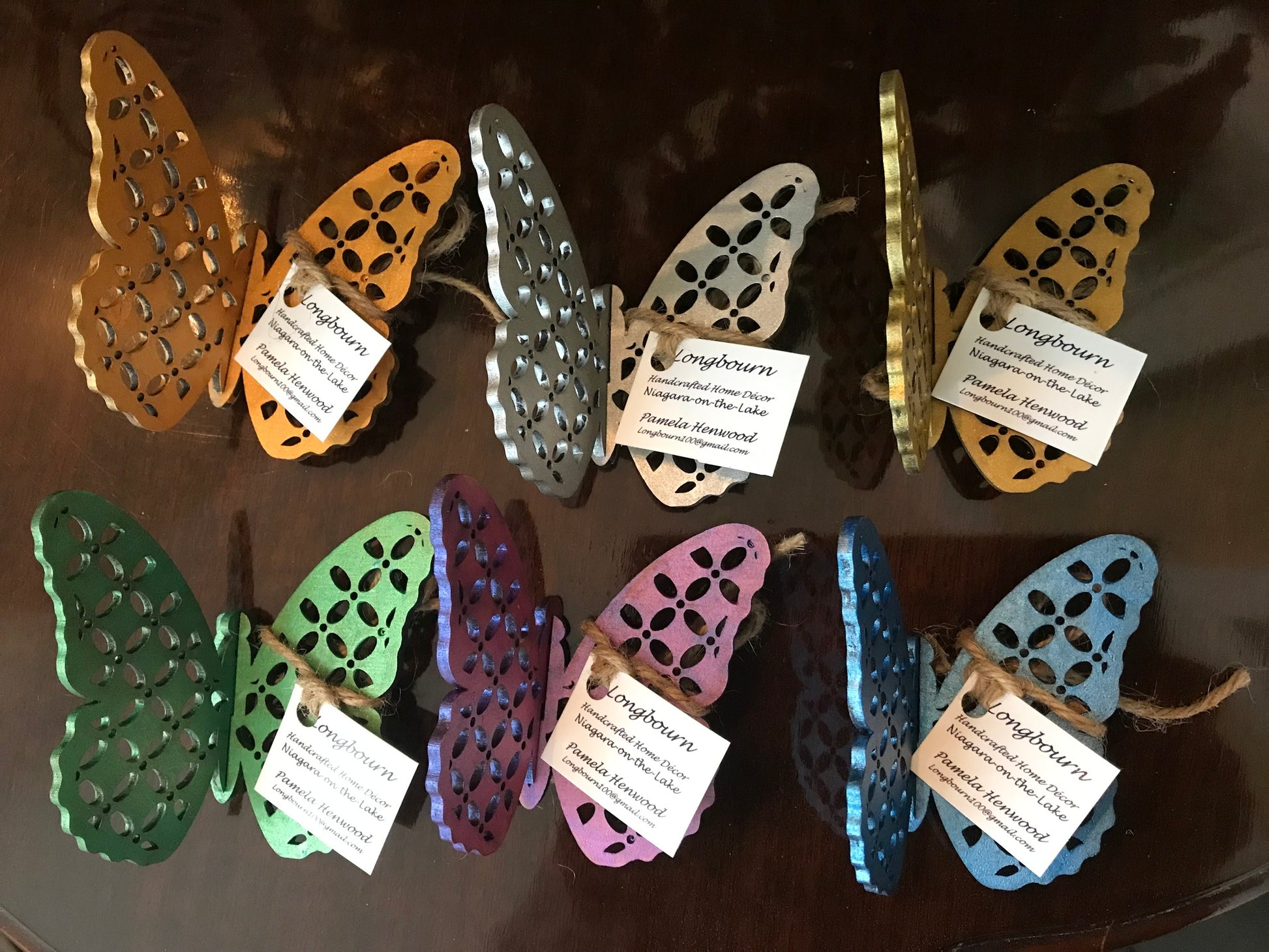 Longbourn Handcrafted 3D Metallic Butterfly shelf decoration